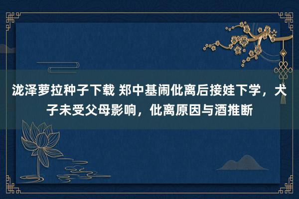 泷泽萝拉种子下载 郑中基闹仳离后接娃下学，犬子未受父母影响，仳离原因与酒推断