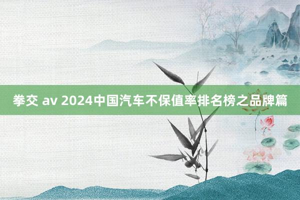 拳交 av 2024中国汽车不保值率排名榜之品牌篇