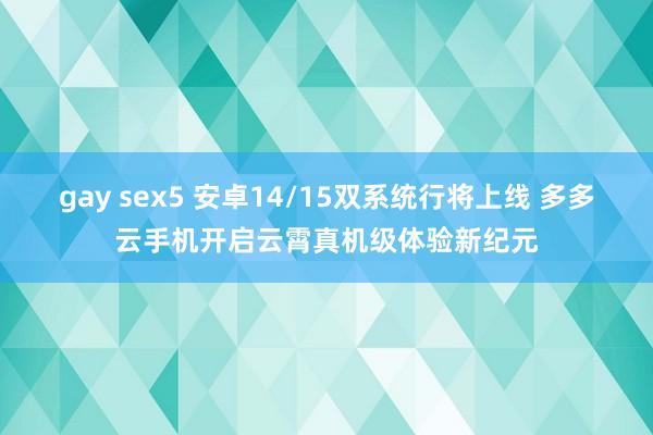 gay sex5 安卓14/15双系统行将上线 多多云手机开启云霄真机级体验新纪元