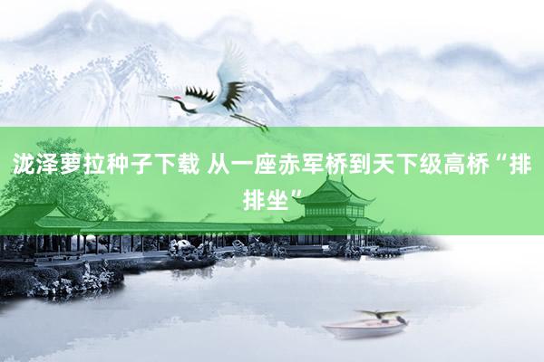 泷泽萝拉种子下载 从一座赤军桥到天下级高桥“排排坐”