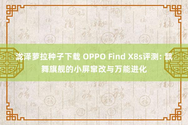 泷泽萝拉种子下载 OPPO Find X8s评测: 飘舞旗舰的小屏窜改与万能进化