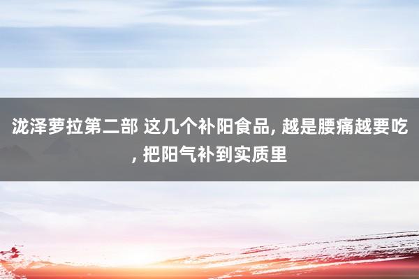 泷泽萝拉第二部 这几个补阳食品， 越是腰痛越要吃， 把阳气补到实质里